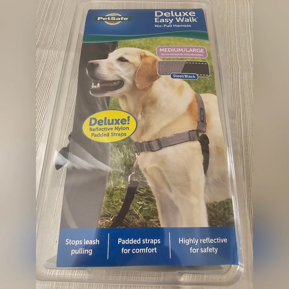 PETSAFE Easy Walk No Pull Harness Gray & Black - Medium/Large Dog
